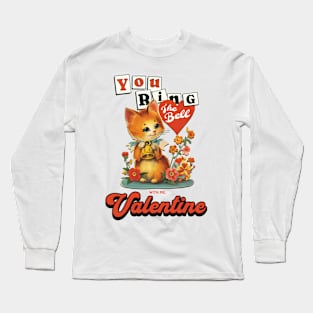 Ring The Bell with Me: Retro Adorable Orange Kitty T-Shirt Long Sleeve T-Shirt